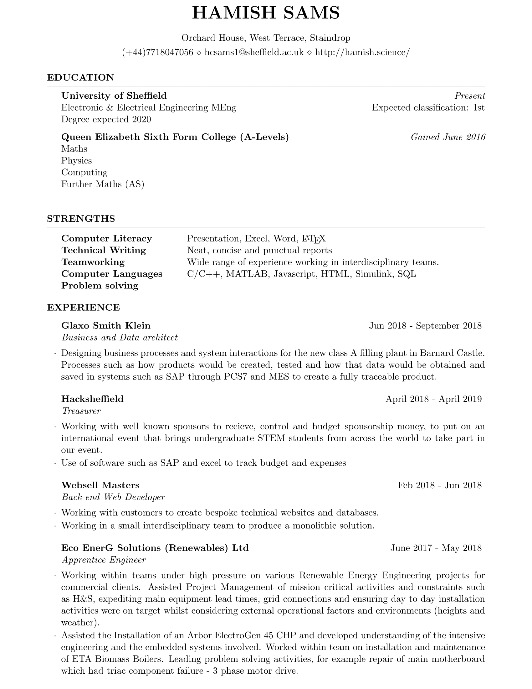 My CV page 1